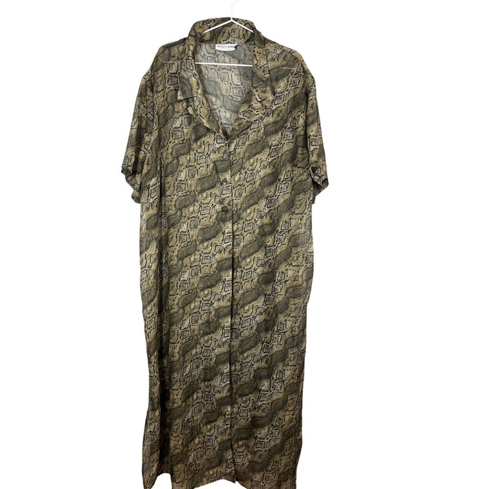 Betsys Things Sheer Animal Print Snakeskin 2X Green Exotic Jungle Safari Chic